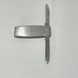 Vintage Japan Stainless Money Clip Letter Opener Grooming Tool Monogram CMA